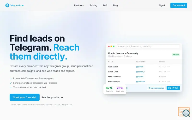 Screenshot of TelegramScrap