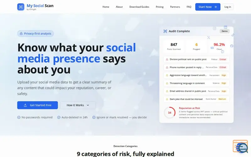 Screenshot of MySocialScan.com