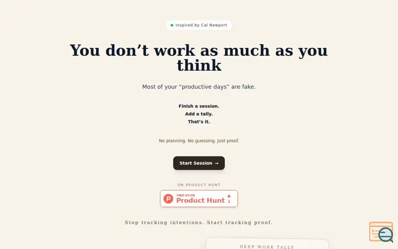 Screenshot of Deep Work Tally