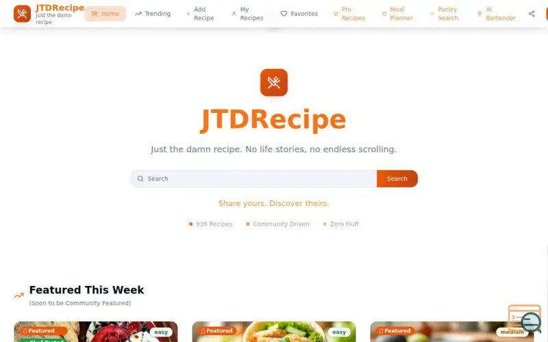 Screenshot of JTDRecipe - Just The Damn Recipe