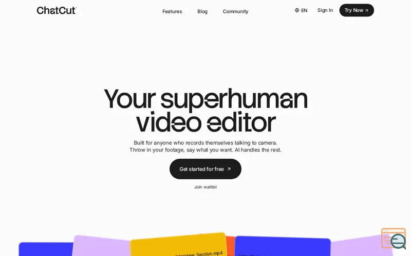 Screenshot of ChatCut, AI Video Editor
