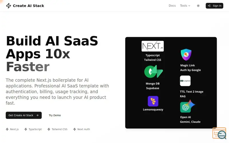 Screenshot of Create AI Stack