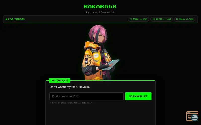 Screenshot of BakaBags