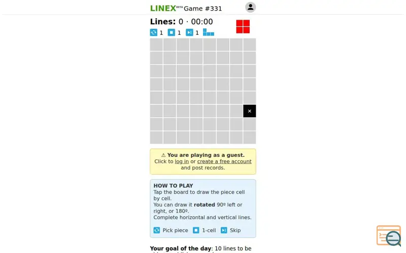 Screenshot of https://www.playlinex.com/