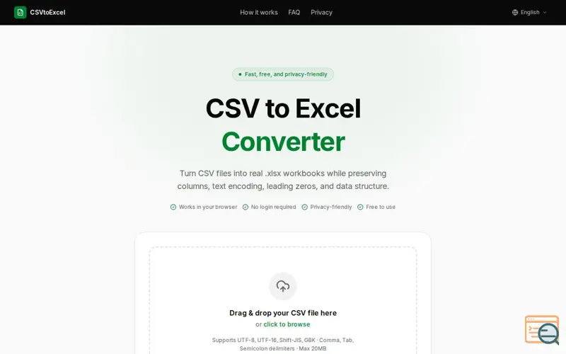 Screenshot of CSV to Excel Converter