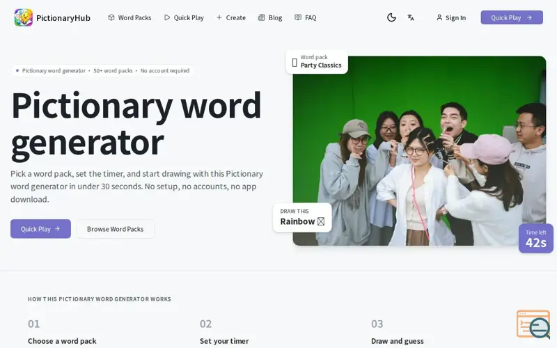 Screenshot of PictionaryHub