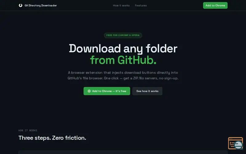 Screenshot of GitHub Directory Downloader Extension