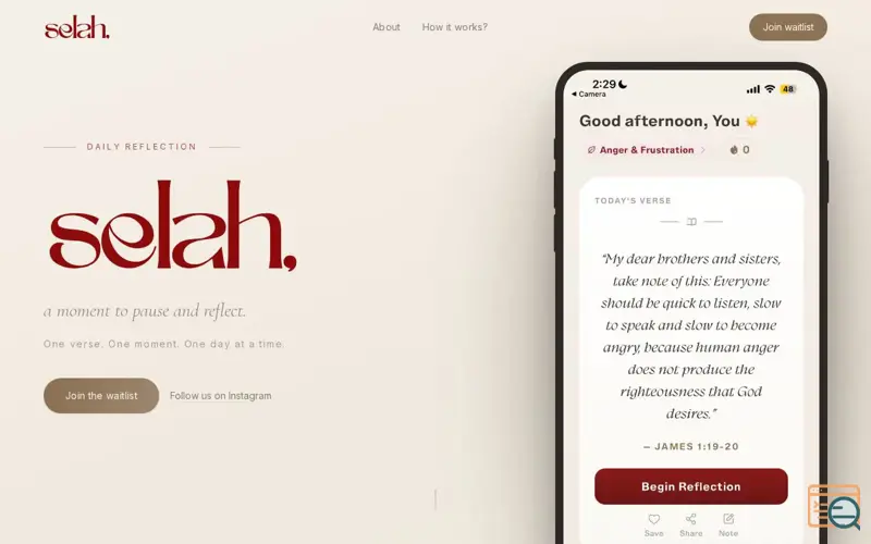 Screenshot of Selah: Daily Reflections