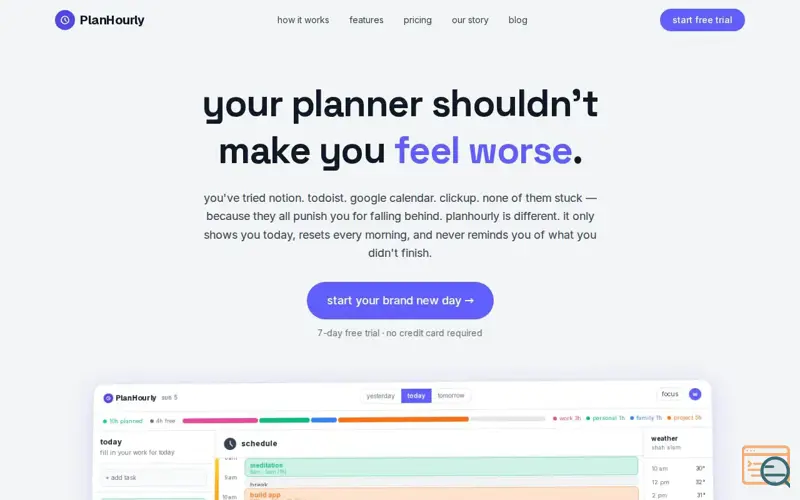 Screenshot of PlanHourly