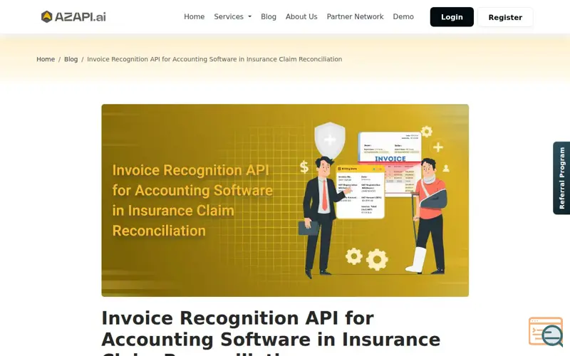 Screenshot of Invoice Recognition API Insurance Claim