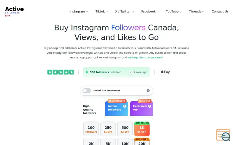 Screenshot of Active Followers CA