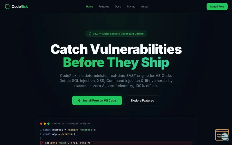 Screenshot of coderisk
