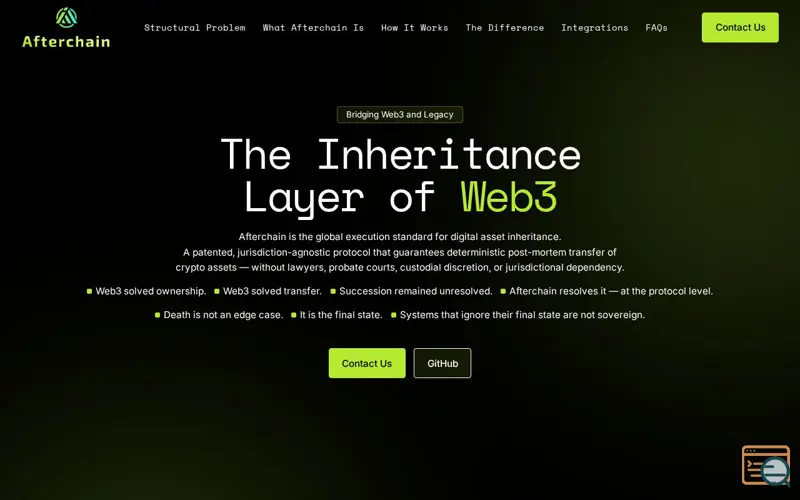 Screenshot of Afterchain®