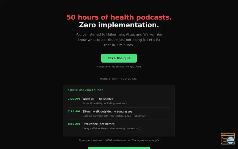 Screenshot of Get Your Personalized Health Protocol