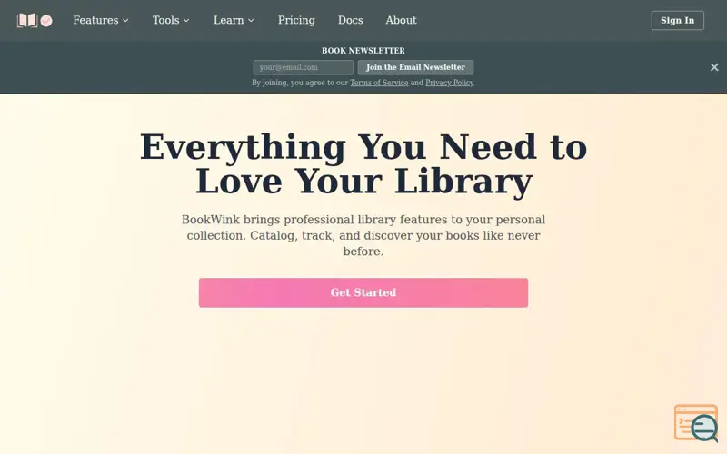 Screenshot of BookWink