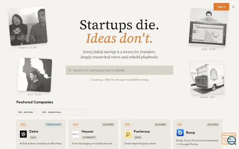 Screenshot of Startups.RIP