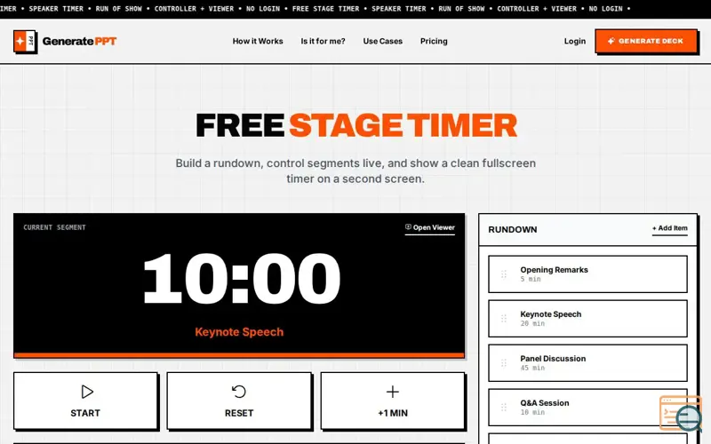 Screenshot of Free Stage Timer by GeneratePPT.com