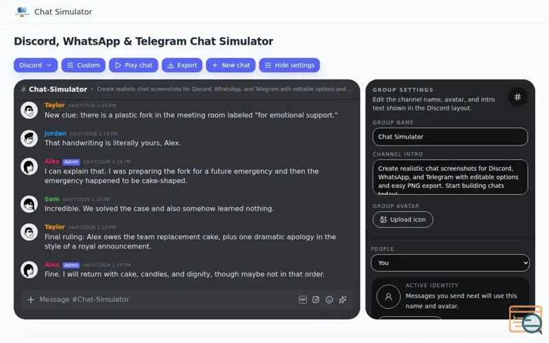 Screenshot of Chat Simulator
