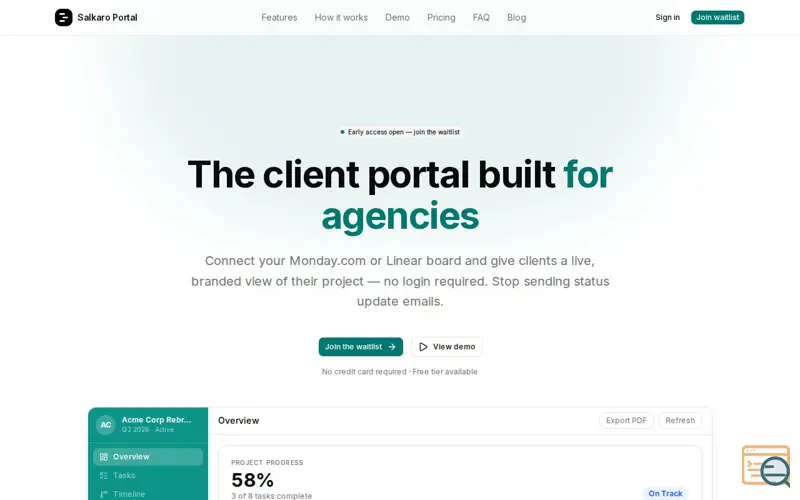 Screenshot of Salkaro Portal