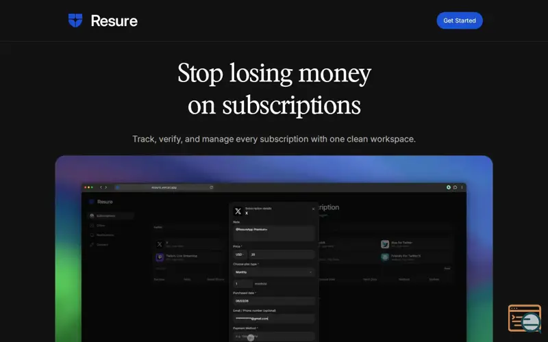 Screenshot of Resure