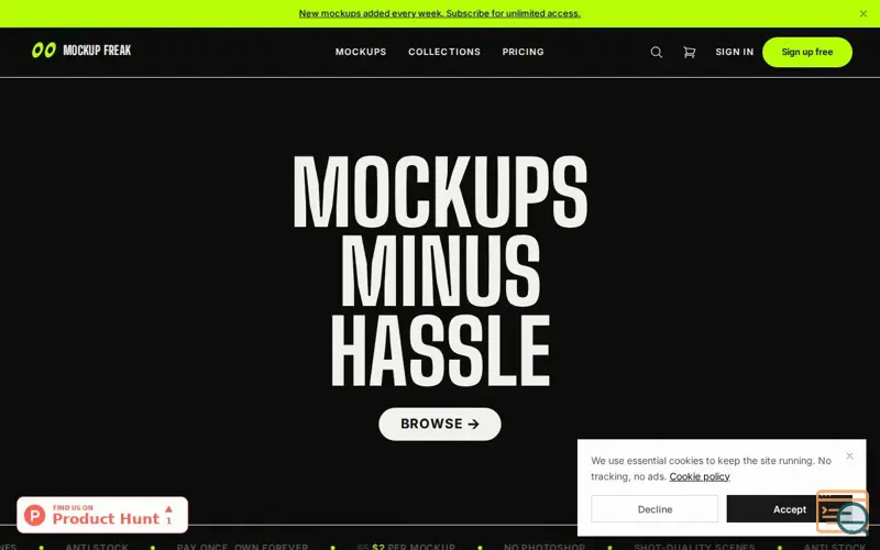 Screenshot of Mockup Freak