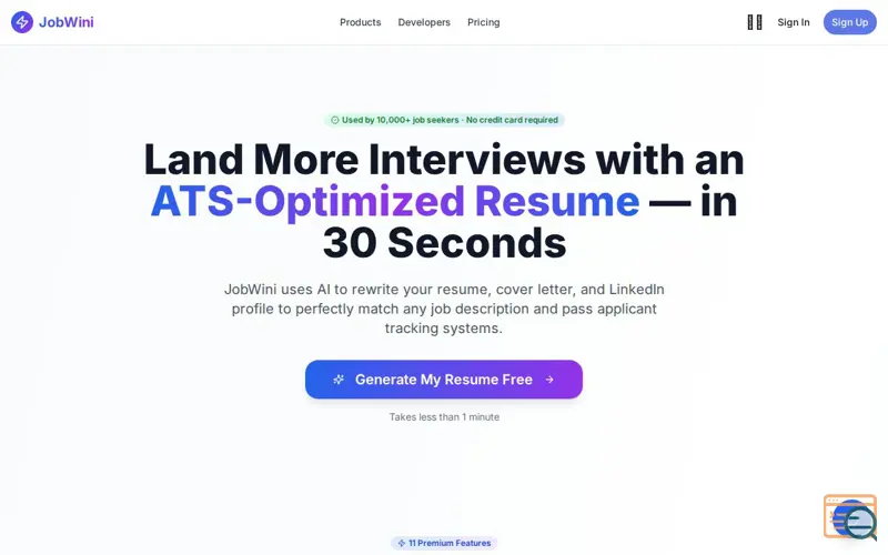 Screenshot of JobWini Platform