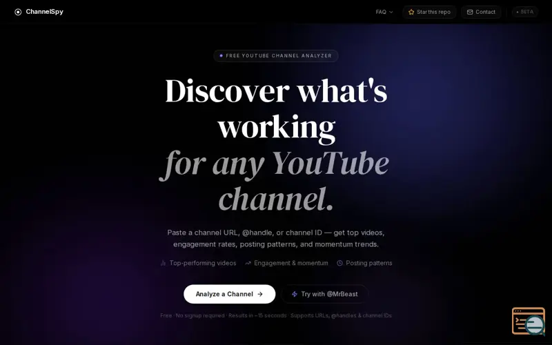 Screenshot of ChannelSpy