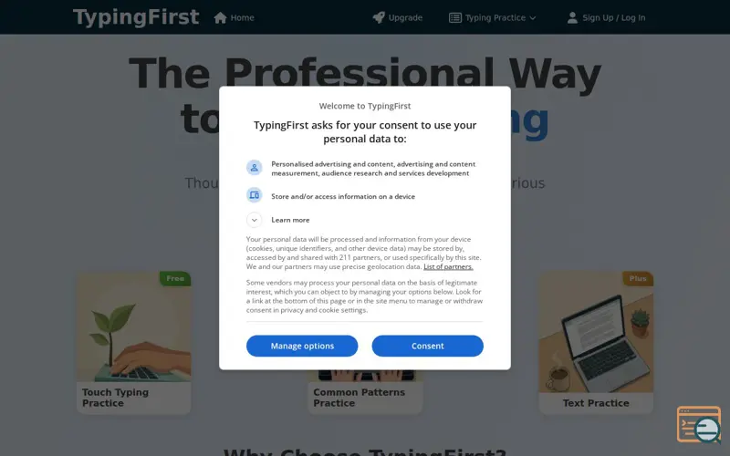 Screenshot of TypingFirst
