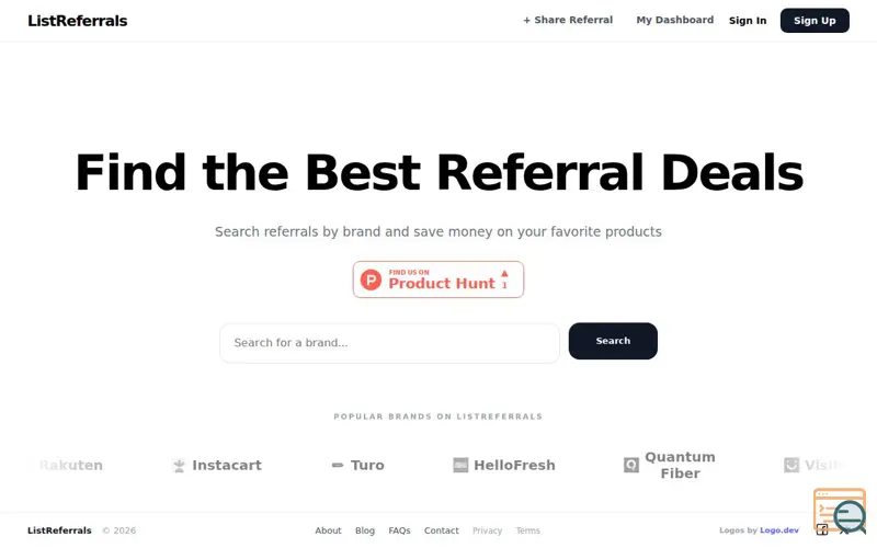 Screenshot of ListReferrals