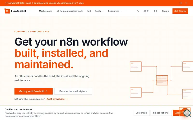 Screenshot of FlowMarket