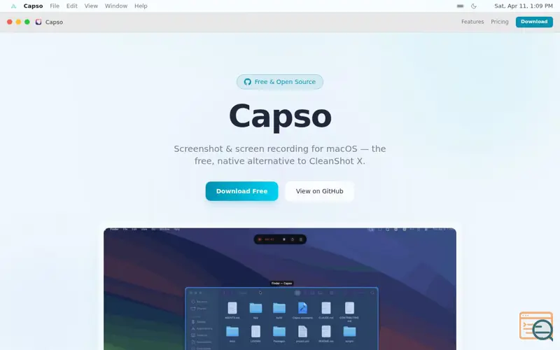 Screenshot of Capso
