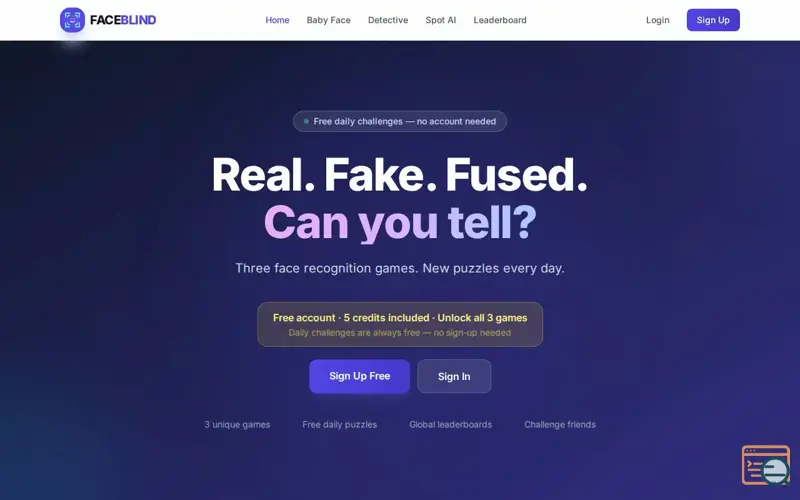 Screenshot of Faceblind