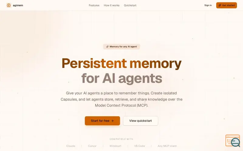 Screenshot of agimem