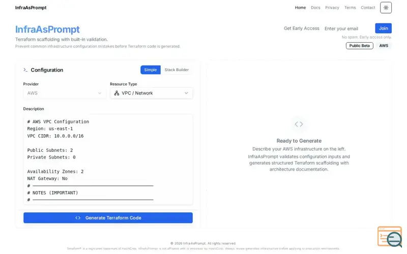 Screenshot of InfraAsPrompt