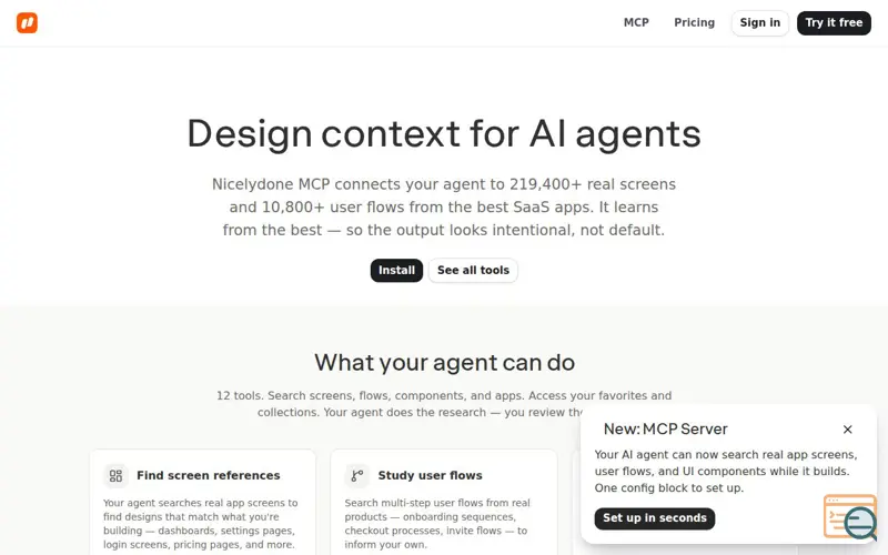 Screenshot of Nicelydone MCP