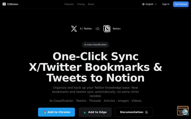 Screenshot of X2Notion