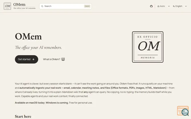 Screenshot of OMem