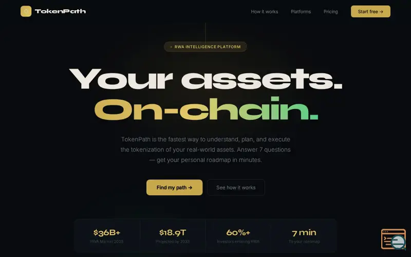 Screenshot of TokenPath — Your Path to Tokenization
