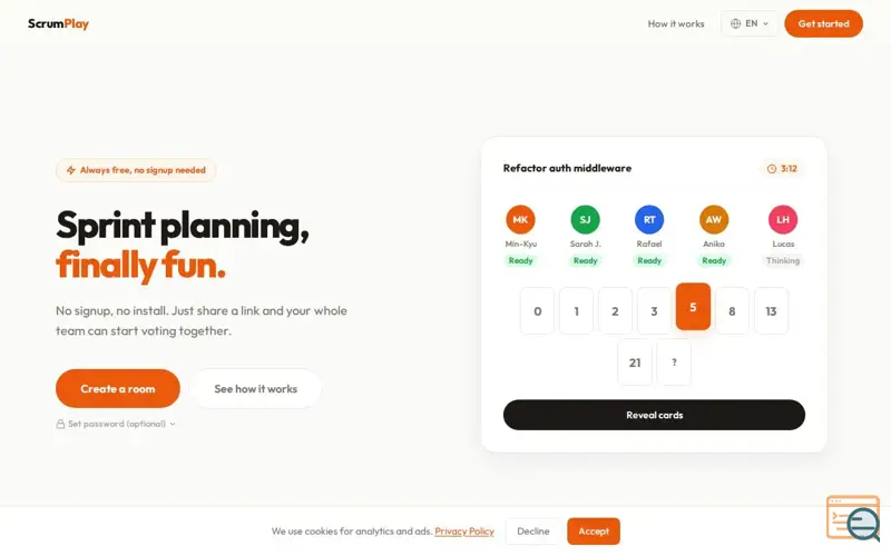Screenshot of ScrumPlay