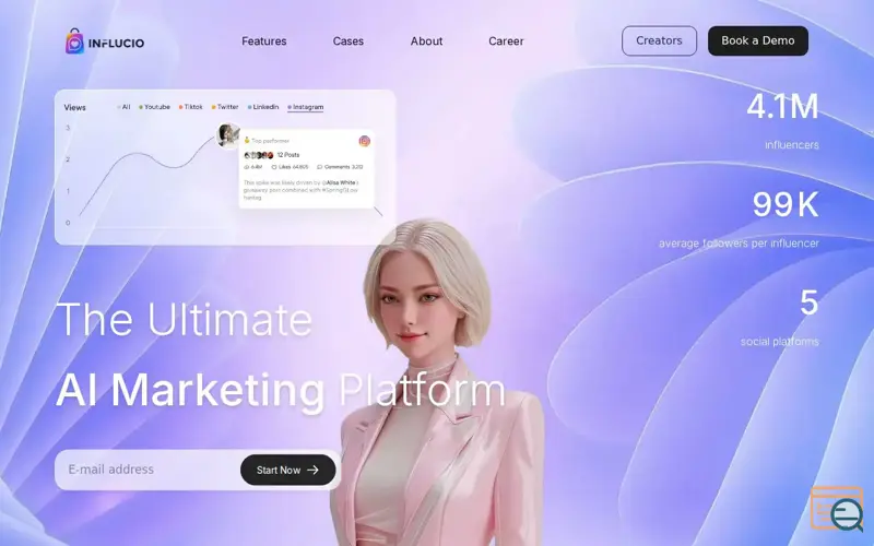 Screenshot of Influcio