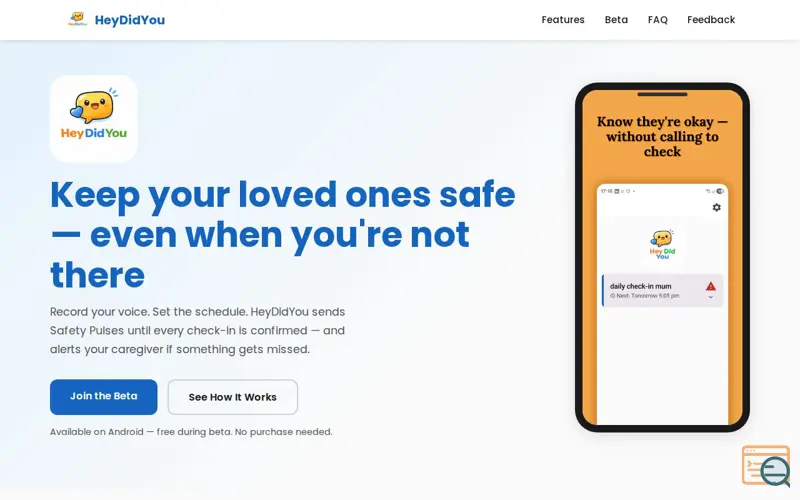 Screenshot of HeyDidYou - Family Safety Check-in