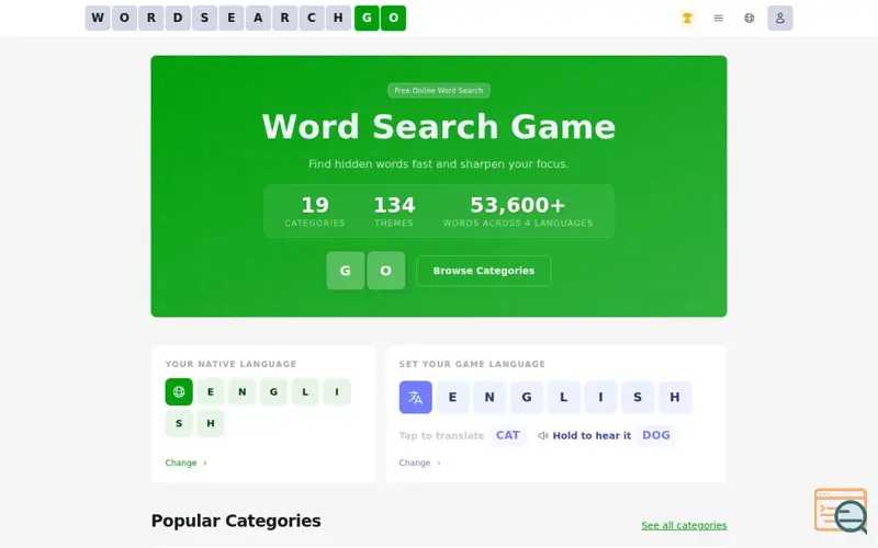 Screenshot of WordSearchGo