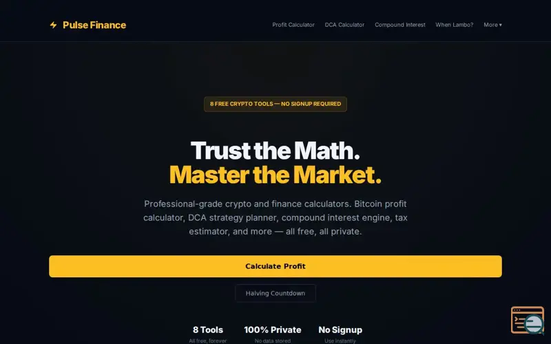 Screenshot of Pulse Finance Calculators
