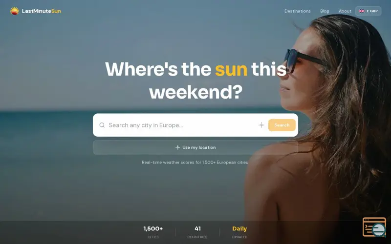 Screenshot of LastMinuteSun