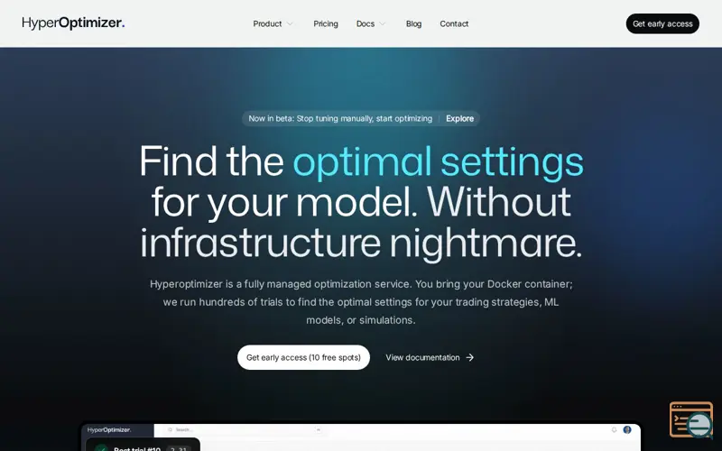 Screenshot of Hyperparameter Optimization as a Service