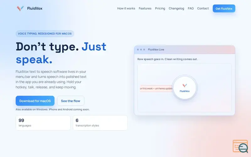 Screenshot of FluidVox