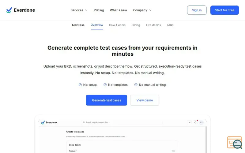 Screenshot of Everdone TestCase