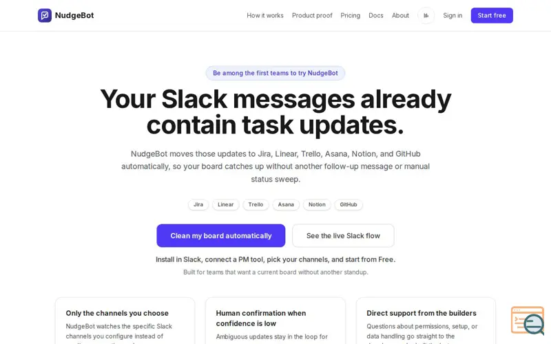 Screenshot of NudgeBot