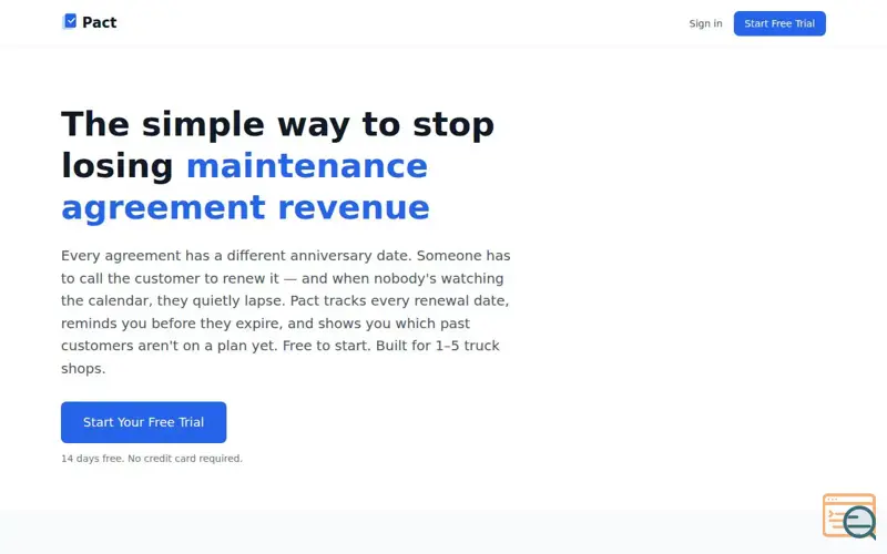 Screenshot of Pact - HVAC Agreement Tracker