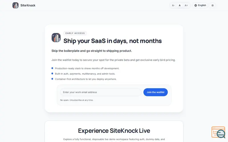 Screenshot of Site Knock